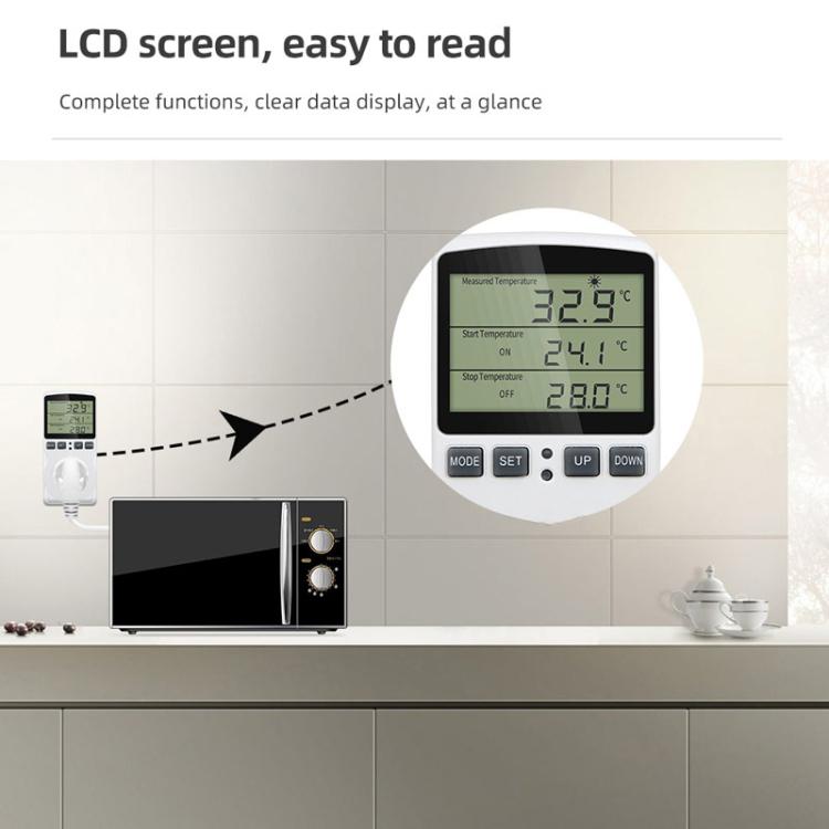 Intelligent Digital Thermostat Countdown Temperature Control Switch Socket Timing Temperature Controller, US Plug