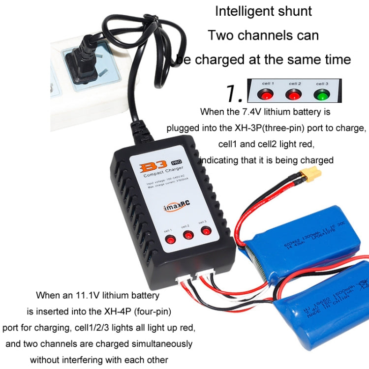 ImaxRC 7.4V/11.1V 2S/3S Model Aircraft Drone Lithium Battery Intelligent Balance Charger, US Plug – Aluminum Alloy, TPU