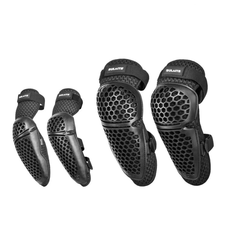 SULAITE Cycling Honeycomb Breathable Heat Dissipation Motorcycle Adjustable Protective Gear, 2pcs /Set Knee Pads, 2pcs /Set Elbow Pads, 4pcs /Set Knee Elbow Pads – Durable Build, Easy to Use 4pcs Set Knee Elbow Pads