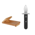 Stainless Steel Opening Oyster Scallop Tool Kitchen Shell Pryer, Knife+Wooden Stand Knife+Wooden Stand