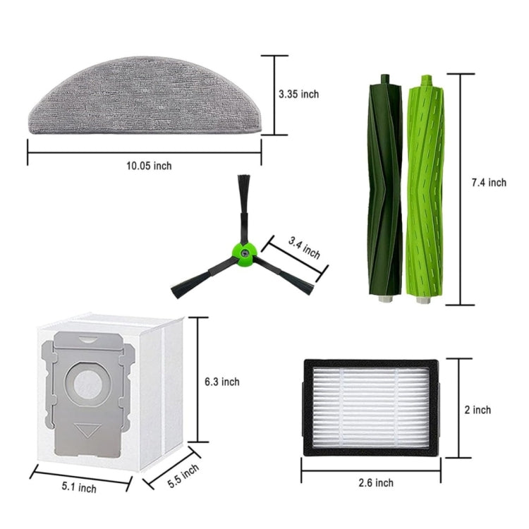 For iRobot Roomba Combo i5 / i5+ / j5 / j5+ Robot Vacuum And Mop Replacement Parts, Kit, Main Brush, Filter, 2pcs Edge Brush, Dust Bag, Mop Pad – Durable Build, Easy to Use