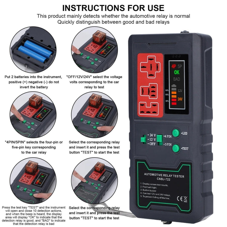 12V/24V 4 Pin 5 Pin Automotive Relay Tester, CNBJ-722 – Durable Build, Easy to Use