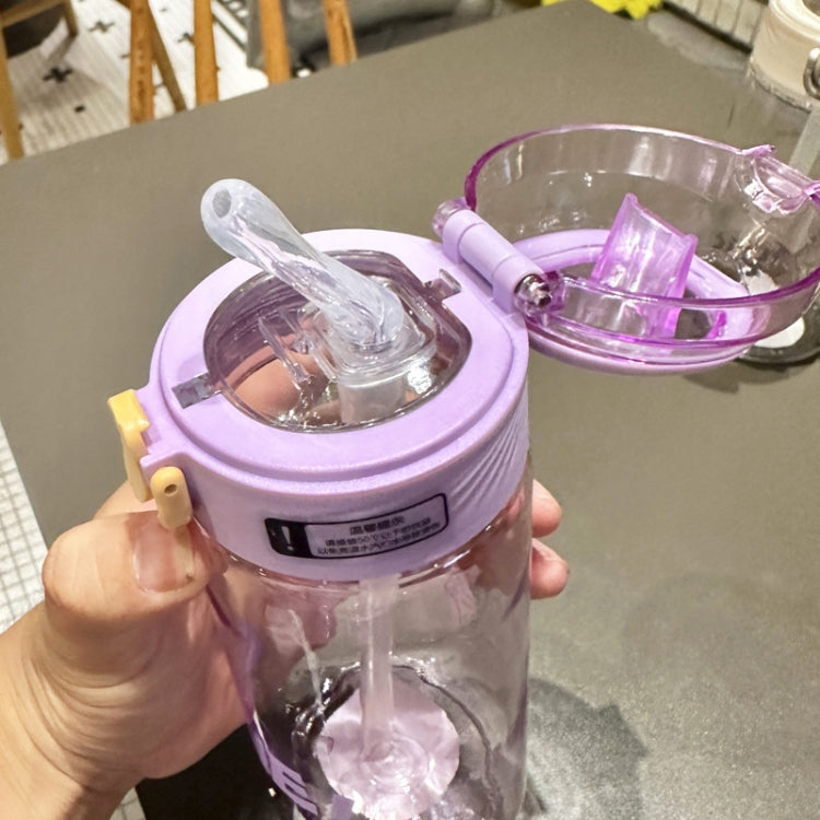 Student Portable Bouncing Straw Large Capacity Drop Resistant Plastic Cups, 550ml Green, 550ml White, 550ml Purple, 650ml Green, 650ml White, 650ml Purple, 800ml Green, 800ml White, 800ml Purple – Durable Build, Easy to Use