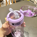 Student Portable Bouncing Straw Large Capacity Drop Resistant Plastic Cups, 550ml Green, 550ml White, 550ml Purple, 650ml Green, 650ml White, 650ml Purple, 800ml Green, 800ml White, 800ml Purple – Durable Build, Easy to Use