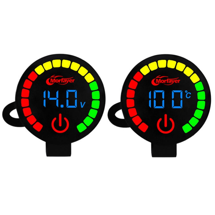 Morfayer Motorcycle Dual Display Intelligent Alarm Power Meter, Voltmeter, Water Temperature Meter, Voltmeter+Water Temperature Meter – Durable Build, Easy to Use Voltmeter+Water Temperature Meter