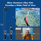 TELESIN 0.85m Underwater Selfie Stick Wireless Remote Control For GoPro HERO13 Black / HERO12 Black / HERO11 Black / HERO10 Black / HERO9 Black / HERO8 Black, Selfie Stick