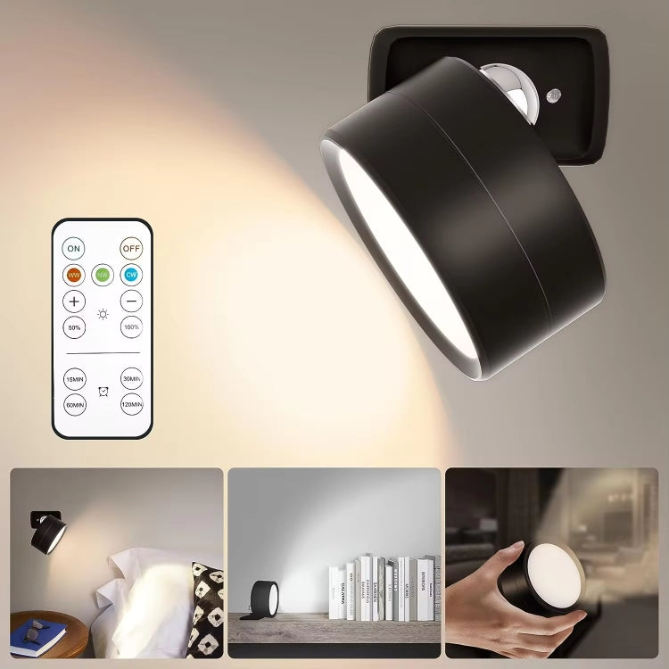 LED 360 Degree Rotating Lamp Magnetic Cabinet Spotlight Atmosphere Night Light, White, Black – Magnetic