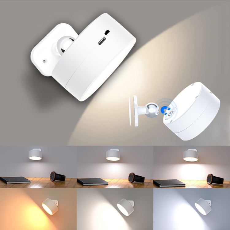 LED 360 Degree Rotating Lamp Magnetic Cabinet Spotlight Atmosphere Night Light, White, Black – Magnetic