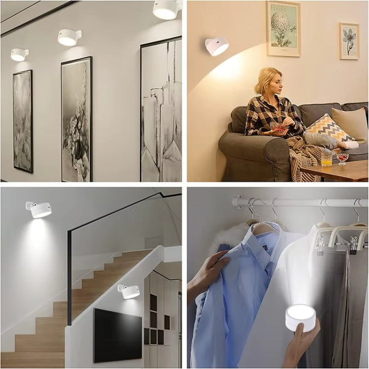 LED 360 Degree Rotating Lamp Magnetic Cabinet Spotlight Atmosphere Night Light, White, Black – Magnetic
