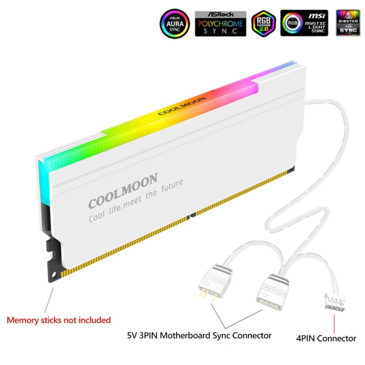 COOLMOON CM-RA1 ARGB Memory Vest Desktop Computer Memory Stick Cooling Case, CM-RA1 – Aluminum Alloy