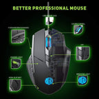 Inphic PW1H Wired Silent Illuminated Computer Gaming 6-Button Mouse – Wear-resistant, Non-slip