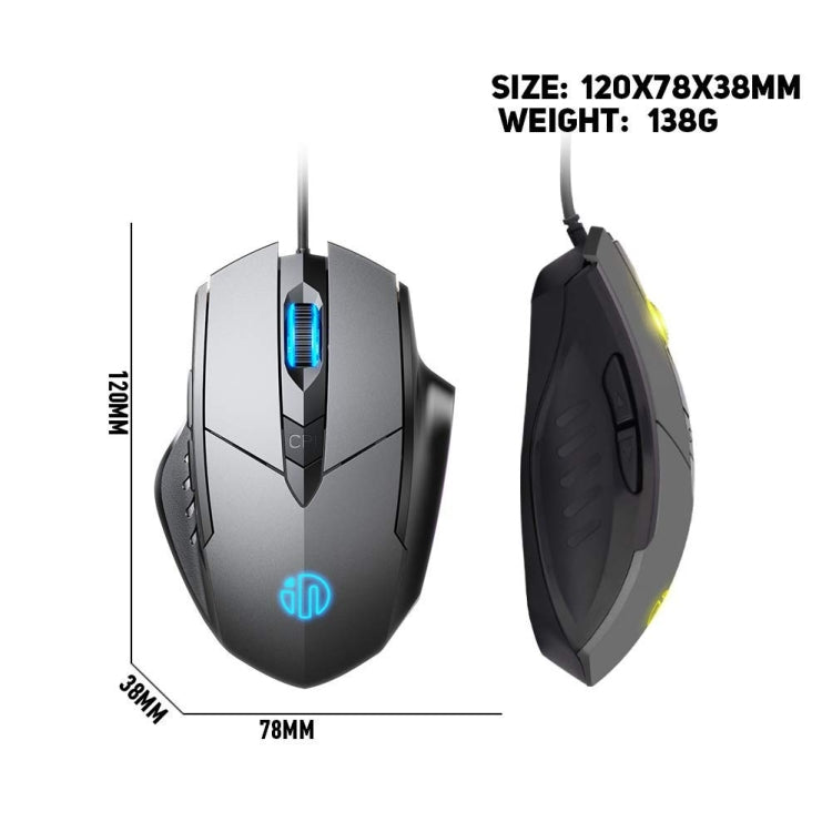 Inphic PW1H Wired Silent Illuminated Computer Gaming 6-Button Mouse – Wear-resistant, Non-slip