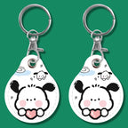 2pcs Cute Sensor Access Door Card Cover Keychain Elevator Water Drops Round Key Holder, Three Pachas, Three Pandas, Three Mickeys, Lovely Pacha