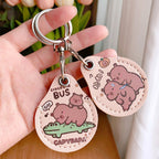 2pcs Cute Sensor Access Door Card Cover Keychain Elevator Water Drops Round Key Holder, Fortune Tiger, Pepsi Doraemon, Three Capybaras, Crocodile Bara, Lina Belle, Congratulations, Bow Tie Bear, English Winnie the Pooh, English Lotso, Melody           ...