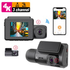 M700A 3 Channels Car Recorder 4K UHD Front+1080P Inside+2K Rear+GPS+WIFI Dash Cam, M700A – 4K