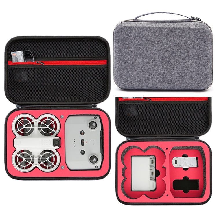 For DJI Neo Fly More Combo Carrying Case Handbag Protective Box Gray + Red Inner