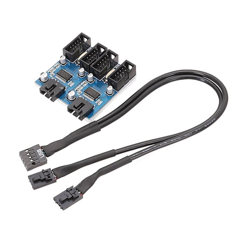Motherboard 9Pin USB2.0 1 In 4 Extension Cable With Chip Support Multiple Interface For Shared Use, 1 In 4 – Durable Build, Easy to Use 1 In 4