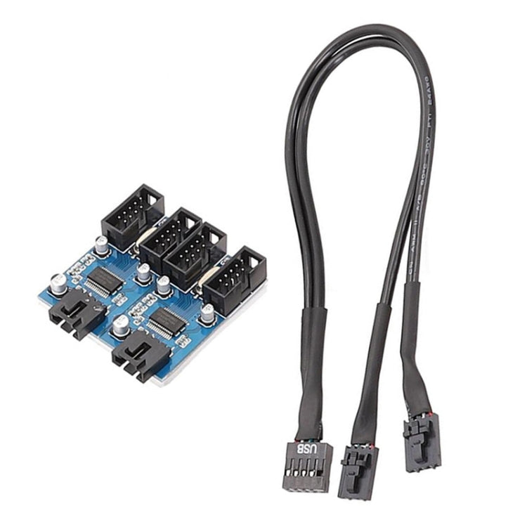 Motherboard 9Pin USB2.0 1 In 4 Extension Cable With Chip Support Multiple Interface For Shared Use, 1 In 4 – Durable Build, Easy to Use