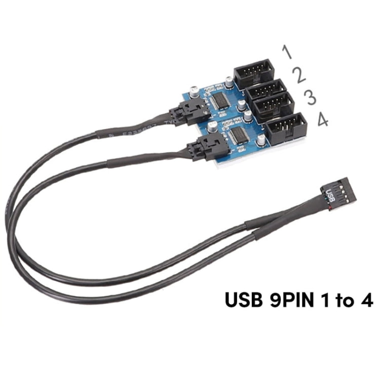 Motherboard 9Pin USB2.0 1 In 4 Extension Cable With Chip Support Multiple Interface For Shared Use, 1 In 4 – Durable Build, Easy to Use