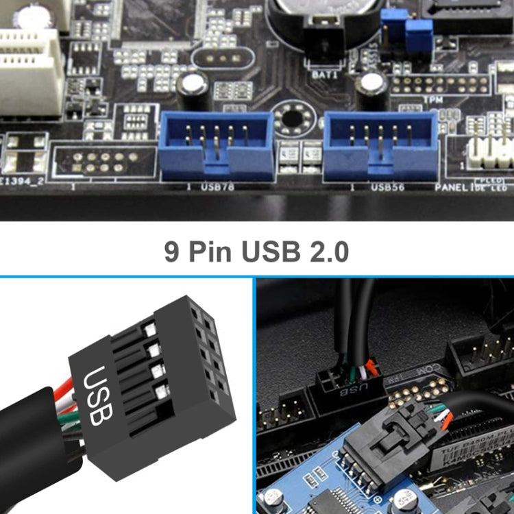 Motherboard 9Pin USB2.0 1 In 2 Extension Cable With Chip Support Multiple Interface For Shared Use, 1 In 2 – Durable Build, Easy to Use