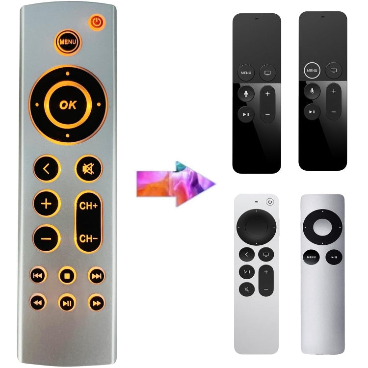 For Apple TV Remote Control 4K / HD A2169 A1842 A1625 Backlight Style Without Voice, Backlight Style Backlight Style