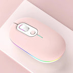 Rechargeable Illuminated Silent Wireless Mouse, 2.4G Pink, 2.4G Blue, 2.4G Green, 2.4G+Bluetooth Pink, 2.4G+Bluetooth Blue, 2.4G+Bluetooth Green – Bluetooth