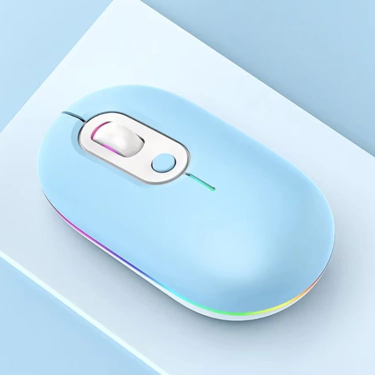 Rechargeable Illuminated Silent Wireless Mouse, 2.4G Pink, 2.4G Blue, 2.4G Green, 2.4G+Bluetooth Pink, 2.4G+Bluetooth Blue, 2.4G+Bluetooth Green – Bluetooth 2.4G Blue