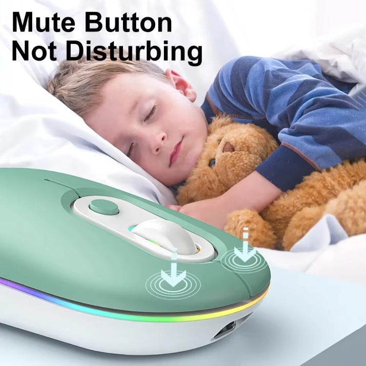 Rechargeable Illuminated Silent Wireless Mouse, 2.4G Pink, 2.4G Blue, 2.4G Green, 2.4G+Bluetooth Pink, 2.4G+Bluetooth Blue, 2.4G+Bluetooth Green – Bluetooth