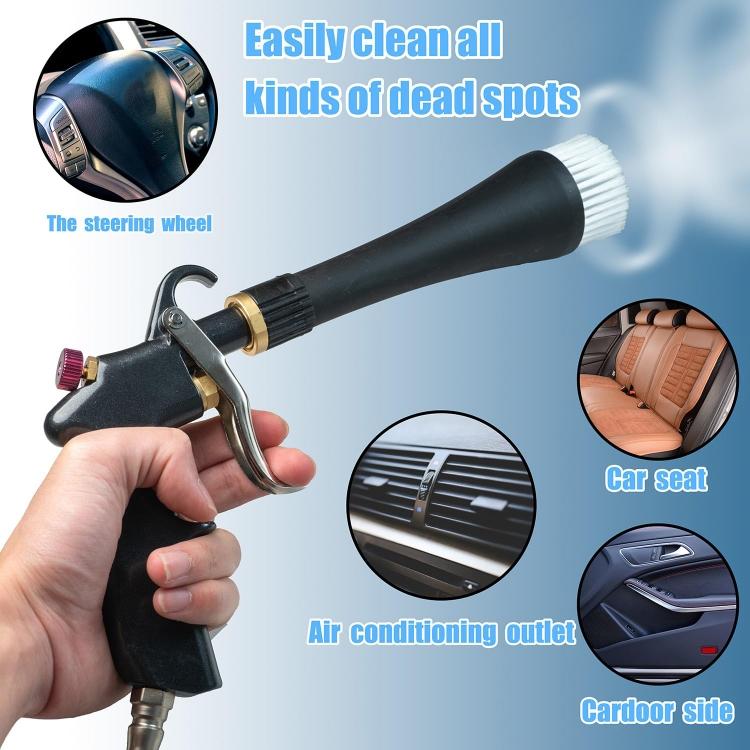 High Pressure Car Interior Cleaning Gun with Bearing Car Beauty Dust Removal Brush – Aluminum Alloy