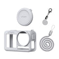For DJI Osmo Action 5 Pro aMagisn Silicone Protective Case with Lanyard and Lens Cap Light Gray