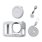For DJI Osmo Action 5 Pro aMagisn Silicone Protective Case with Lanyard and Lens Cap Light Gray