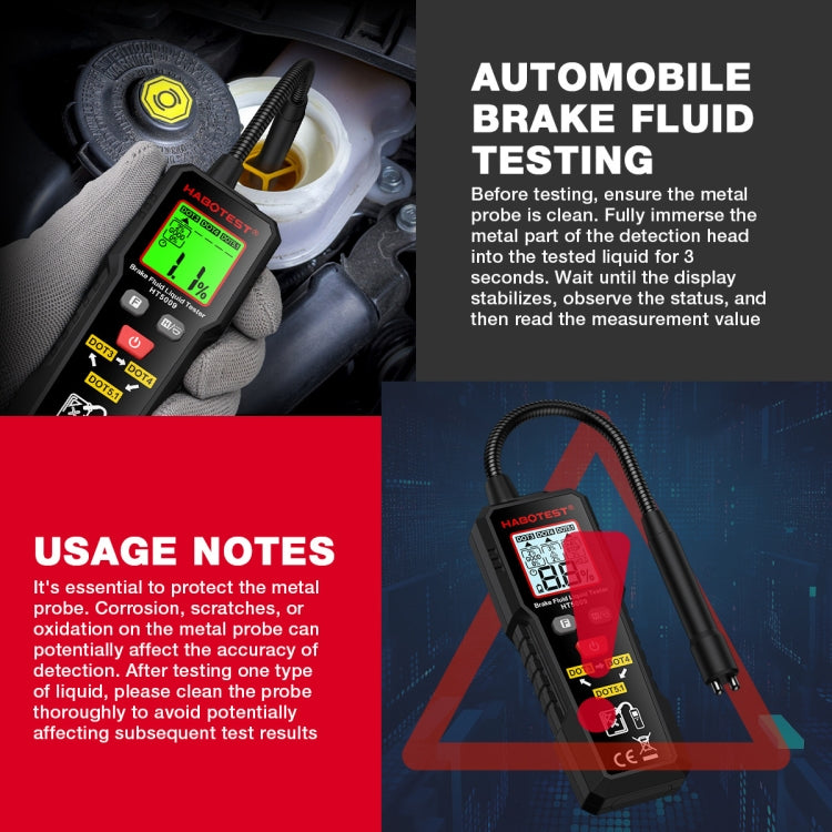 HABOTEST Automobile Motorcycle Brake Fluid Moisture Tester – Durable Build, Easy to Use