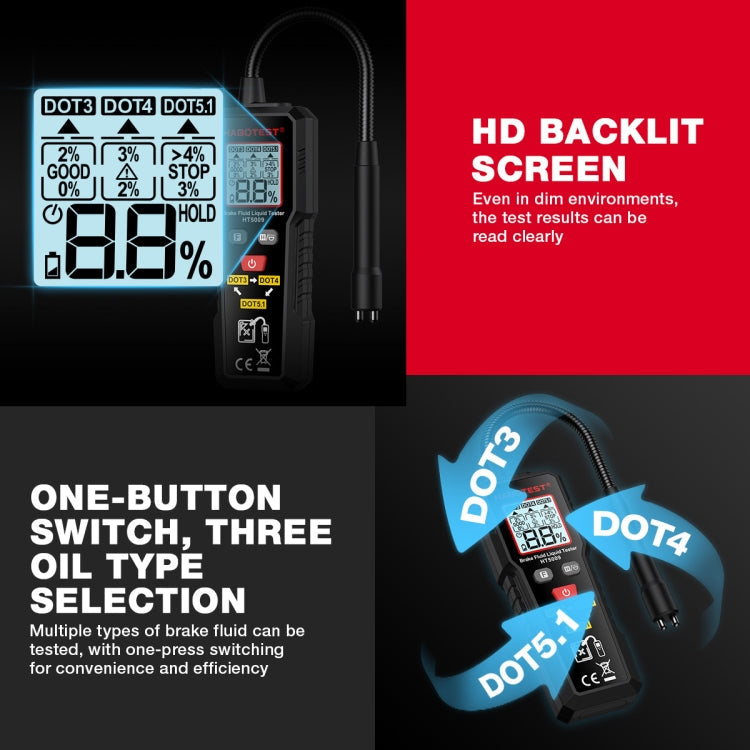 HABOTEST Automobile Motorcycle Brake Fluid Moisture Tester – Durable Build, Easy to Use