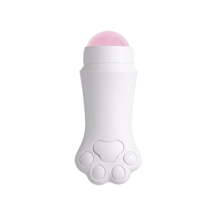 Natural Rose Quartz Face Oil Absorbing Roller Volcanic Stone Facial Skin Repair Cleansing Massager White