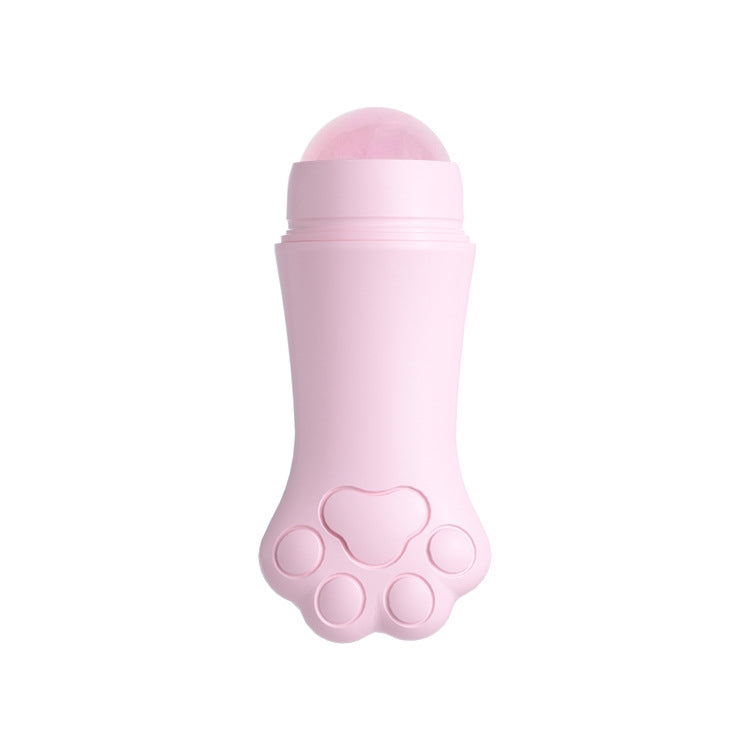 Natural Rose Quartz Face Oil Absorbing Roller Volcanic Stone Facial Skin Repair Cleansing Massager – Durable Build, Easy to Use Pink