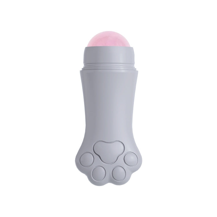 Natural Rose Quartz Face Oil Absorbing Roller Volcanic Stone Facial Skin Repair Cleansing Massager – Durable Build, Easy to Use Grey