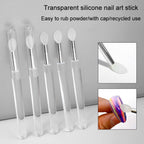 Nail Art Silicone Applicator Sticks Multi-Purpose Dabbing Powder Glitter Eyeshadow Brush Applying Manicure Tool, 2pcs