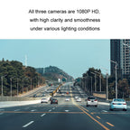 Car HD WIFI Interconnected Triple Camera Driving Recorder, With GPS, WIFI Interconnection, With Right Blind Spot System – Anti-Scratch