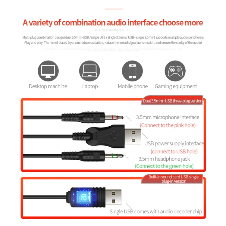 YINDIAO Q7 Colorful Light Computer Wired Headset USB Gaming Headset, Dual 3.5mm + USB Black, Dual 3.5mm + USB White, Dual 3.5mm + USB Pink, USB7.1 Sound Card White, USB7.1 Sound Card Pink – Magnetic, TPU