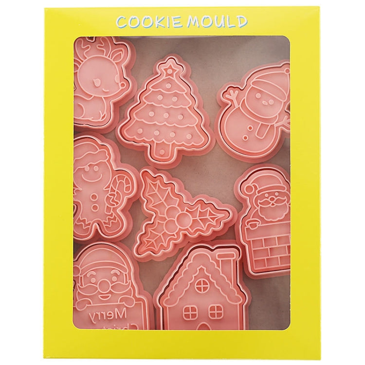 Christmas Biscuit Molds Cartoon 3D Pressing Fondant Cake Cookie Cutting Molds, 8pcs /Set 8pcs Set