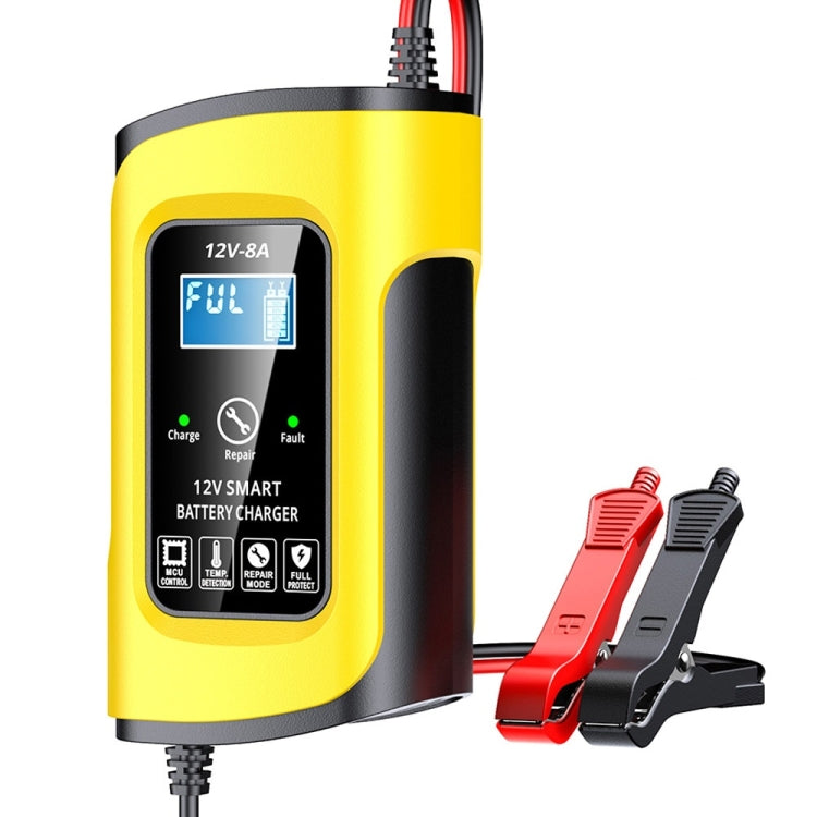 FOXSUR 12V8A SUV Car Motorcycle Intelligent Repair Type Lead-acid Battery Charger, EU Plug, US Plug, UK Plug – TPU EU Plug