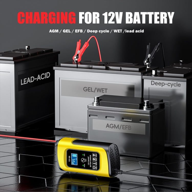 FOXSUR 12V8A SUV Car Motorcycle Intelligent Repair Type Lead-acid Battery Charger, EU Plug, US Plug, UK Plug – TPU