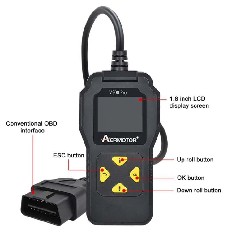 AERMOTOR V200PRO Car Troubleshooter Engine Inspection Scanner Readout Card ELM327 Battery Inspection Tool – Durable Build, Easy to Use