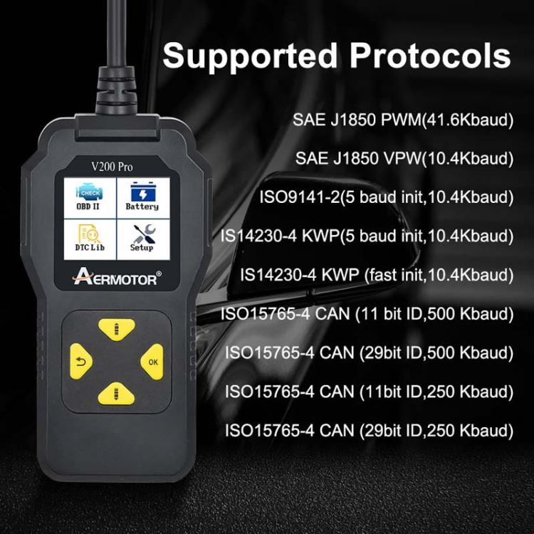 AERMOTOR V200PRO Car Troubleshooter Engine Inspection Scanner Readout Card ELM327 Battery Inspection Tool – Durable Build, Easy to Use