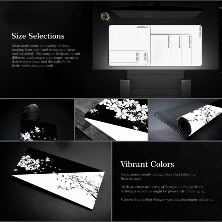 Ink Painting Cherry Blossom Rubber Non-Slip Mouse Pad Desk Mat, 300x600x2mm, 300x700x2mm, 300x800x2mm, 400x900x2mm – Non-slip