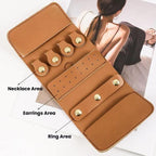 PU Multifunction Jewelry Bag Travel Portable Earrings Rings Necklaces Bracelets Jewelry Storage Bag – Leather