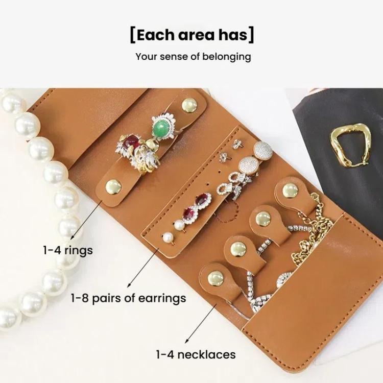PU Multifunction Jewelry Bag Travel Portable Earrings Rings Necklaces Bracelets Jewelry Storage Bag – Leather