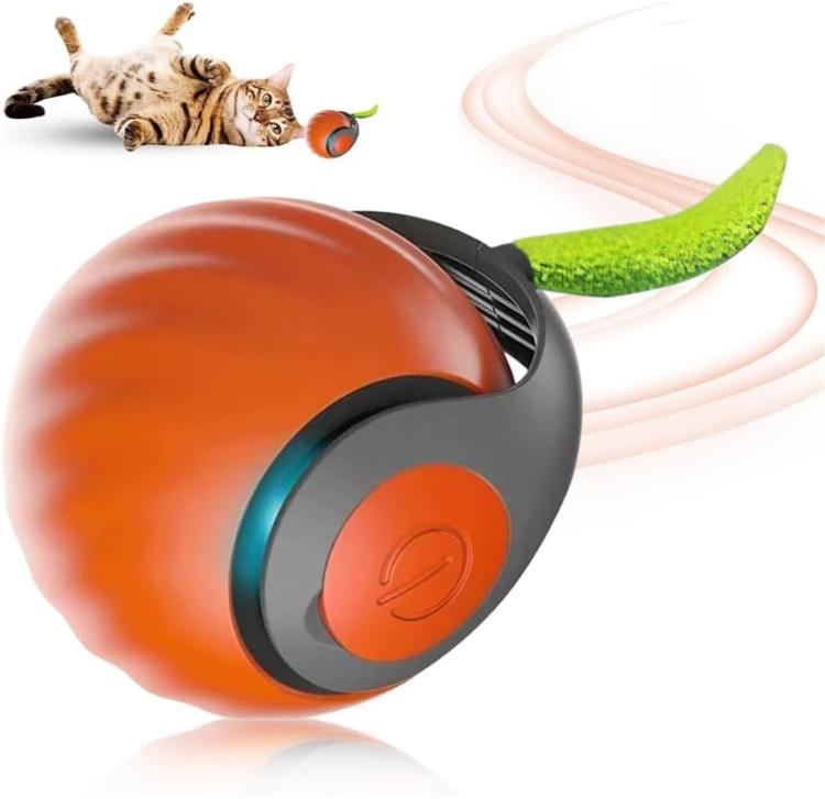 Smart Self Rolling Ball Interactive Cat Toys USB Rechargeable Cat Ball Two Speed Adjustment, TUTU Orange, TUTU Blue TUTU Orange Orange