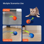 Smart Self Rolling Ball Interactive Cat Toys USB Rechargeable Cat Ball Two Speed Adjustment, TUTU Orange, TUTU Blue
