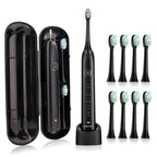 Sarmocare S100 IPX7 Waterproof Portable Sonic Electric Toothbrush with 8-brush Heads Black